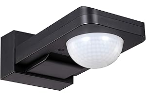 UKEW Outdoor Black IP65 360° Degree Dual Mount Wall or Ceiling PIR Motion Sensor Switch With Manual Override