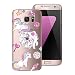 Produktbild CE-Link Samsung Galaxy S7 Edge Hülle Weiche Silikon Transparent Handyhülle Durchsichtig Schutzhülle Rotierendem Ring Ultra Dünn Slim Backcover mit Fingerhalterung Ständer Silicone TPU Bumper Crystal Kirstall Klar Clear Handy Tasche Schale Etui Weich Handytasche Kreative Motiv Muster für Galaxy S7 Edge (5,5 Zoll) Case Cover - Drei Einhorn