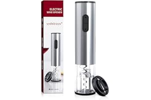 YYDSBAYS Korkenzieher Wein Weinöffner Elektrisch Automatischer Flaschenöffner Professionell für Weinliebhaber Geschenk (Edelstahl Silber, Öffner mit Folienschneider, Batteriebetrieben)