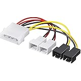 Goobay 93632 Netzkabel / Adapter für PC-Lüfter, 5,25-Zoll-Stecker an Lüfter 2x 12 V / 2x 5 V, 0,15 m