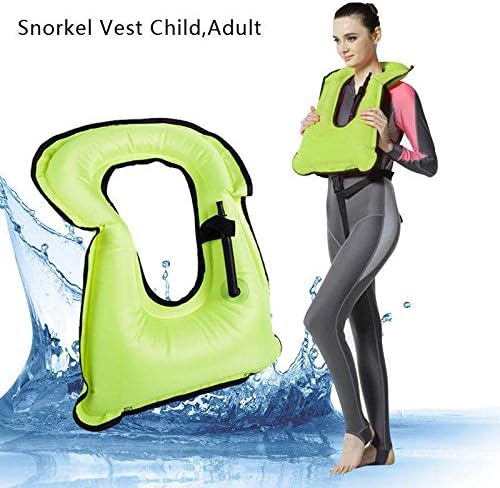 Extra Safe Snorkel Vest - Snorkel Jacket - Snorkeling Diving Vest - Inflatable - Free-Diving Dive Safety Water Safety (Light Green, Adult)