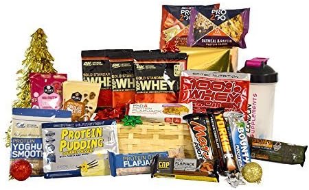 Christmas Gift Hamper Classic Collection ( High Protein Bars + Cookies + Protein Samples + Protein Cluster + Flapjacks + Shaker ) Dr Zaks, PhD, Grenade, Bounty, Yorkie, Optimum Nutrition, Mars, CNP