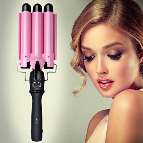 Lockenstab Wellenstyler 3 Zylinder Haar Lockenstäbe Curler Lockendreher Curl mit LCD-Display Black - 8