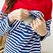 Bearsland Women's Striped Patchwork Breastfeeding Top Red UK Size 10-12