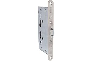 Amig - Cerradura Homologada para Puertas Cortafuego Mod. 6572-65 x 72 mm - Doble Nueca y Alojamiento para Cilindro - Acero Inoxidable Mate - Certificada y sin función Antipánico - Canto redondo