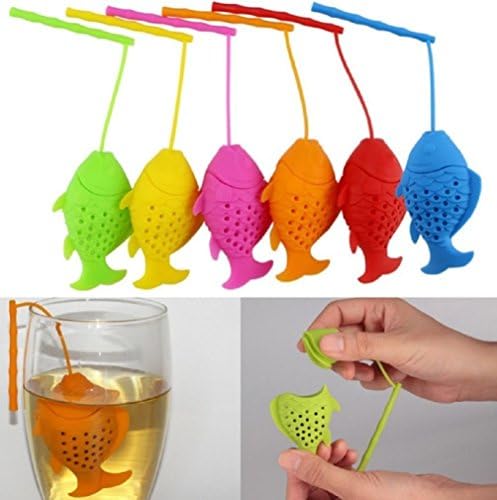 Novelty Silicone Fish Loose Tea Leaf Infuser Spice Herbal Strainer Diffuser (Yellow)