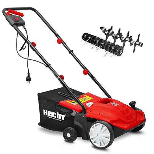 Hecht 1420 2en1 Scarificateur et ventilateur électrique gazon 1500 W Bac 35 l Largeur du travail 32 cm Hauteur -12 à +4 mm