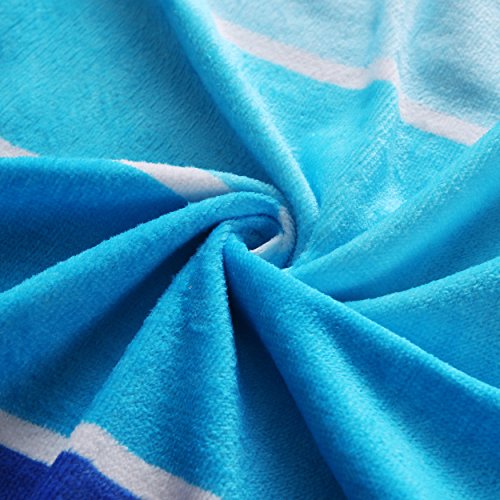 Exclusivo Mezcla 100% Baumwollen Strandtuch Strandtücher, Pool-tuch ansteigende Blauen Blockstreifen 75 x 150 cm – Dick, Weich, Saugfähig, Plüsch, Leicht und schnell Trocknend - 3