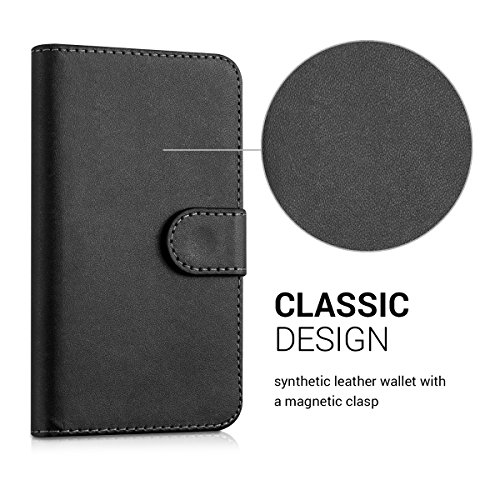 kwmobile Elegante e pratica CUSTODIA PORTAFOGLIO con porta-carte di credito e porta-biglietti da visita per Samsung Galaxy S2 S2 PLUS in nero