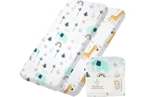 LILLY BELLY Lilly B. Draps-Housses GOTS 2 en Coton Biologique 120x60, compatibles avec Next2me, Snuzpod et Tous Les berceaux, Mini berceaux jusqu'à 120x60 cm Lot de 2 draps (Jungle - sans Protection)