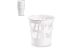 MCTIES Acan Pack de 6 Papeleras de Plástico blanco Para Despacho Oficina Cubo Rejilla de Plástico Cubo de Basura para Oficina, 28 x 27,5 cm