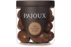 Pajoux Milk Chocolate Brazils (Small) 180g | Milk Chocolate Covered Nuts - Whole Brazil Nuts - Chocolate in a Gift Jar
