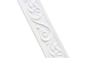 Jodimitty Wandbordüre Selbstklebend 2.3mx4.8cmx6mm Wasserdicht Bordüre 3D Spitzenmuster Tapetenbordüre, Tapete Fliese Trims und Kanten Bordüre für Flur, Decke, Ecke Linie (Weiß)