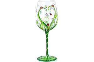 Nymphfable ręcznie malowana biedronka kieliszek do wina spersonalizowany kieliszek do wina dla kobiet z pudełkiem, 15 uncji