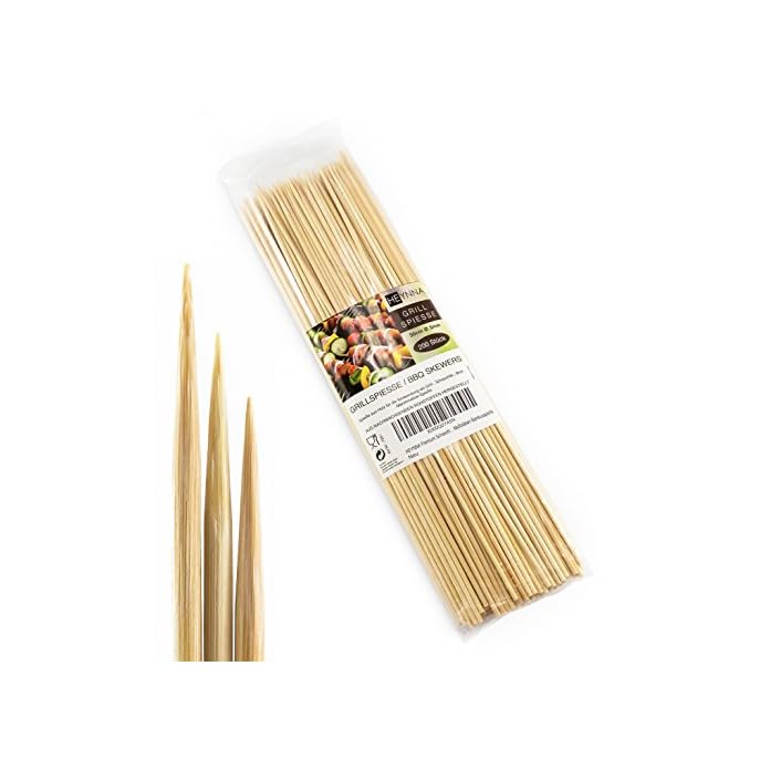 Heynna Premium 200er Pack Schaschlikspiee Holz 30cm 3mm Grillspiee Nach Lfgb Mastben Holzspiee Aus Bambus Fr Das Grillen Und Kochen Nach Lfgb Norm Geprft 200 Stck