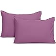 Imperial Rooms Pillow Cases 2 Pack Brushed Microfibre Pillow Covers (Purple, Pillow Cases 2 Pack)