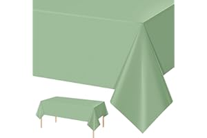 POPOYU Sage Green Table Cloth Table Cover,54x108 Inch Sage Green Party Tablecloth Tablecover,Sage Plastic Waterproof Table Cloth Party Table Decorations for Kids Birthday Wedding Baby Shower Party Supplies