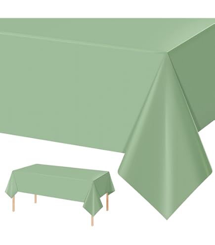 37 stuks saliegroen feestservies, saliegroen papieren dinerset inclusief 16P papieren borden, 20P Servetten 1P plastic tafelkleed tafelkleed voor verjaardag, babyshower, bruiloft feesttafeldecoraties