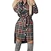 Produktbild Damen Kleid FORH Lady Slim Karierte kleid Elegant Langarmshirt Knopf Hemdkleid Casual Reizvolle V-Ausschnitt Shirts MiniKleid Mode PartyKleid Festkleid Wickelkleider Mit Gürtel (Grau, S)