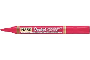 Pentel N850 Marcatore Permanente punta conica, 12 Pezzi, Rosso