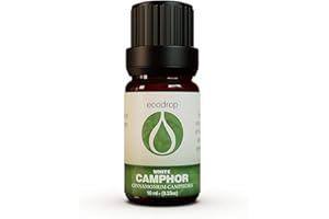 ECODROP ESSENTIAL OILS Ätherisches Kampferöl, weißer Kampfer, 100 % reine therapeutische Qualität, ideal für Aromatherapie, Massageöle, Zerstäuber, 10 ml (Cinnamomum camphora)