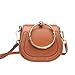 Produktbild GSHGA Damen Echtes Leder Tasche Runde Ring Armband Handtasche Schulter Crossbody Sattel Retro Tasche,Brown