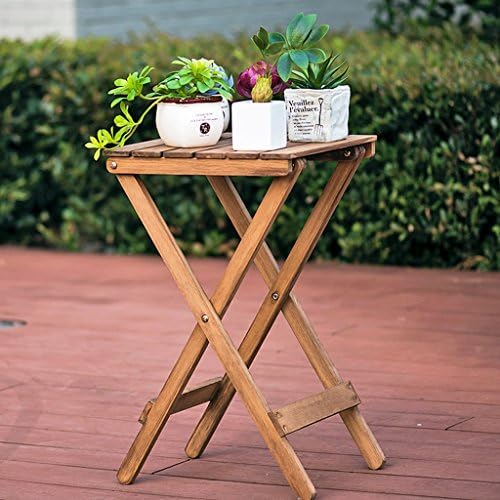wysm Nordic Simple Wood Flower Rack Living Room Balcony Lazy Folding Table Coffee Table Outdoor Small Table ( Color : Retro color )