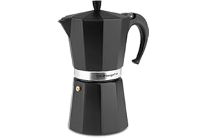 Orbegozo KFN 1210 - Cafetière italienne en aluminium, 12 tasses, manche ergonomique, valve de sécurité, filtre amovible, noir