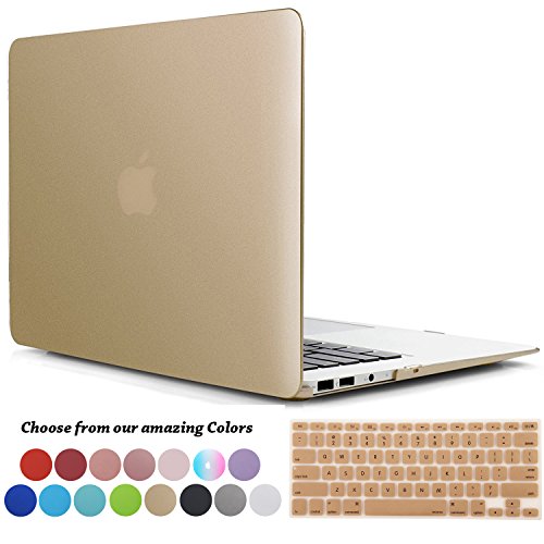 Macbook Air 11 Hülle,TECOOL [Ultra Slim Serie] Plastik Hartschale Schutzhülle Snap Case,Silicon Tastatur Abdeckung und Schirm Schutz Tasche Cover Zubehör für Apple MacBook Air 11.6 Zoll - Gold