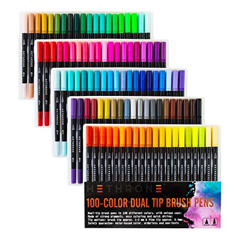 Brush Pen Doppelspitze 100 Farben Marker Stift Set Aquarell Pinselstift Bunte Aquarell Pinsel Pinselstifte, Malstifte, Kombimaler, Watercolor Effekte/Aquarellpinsel Acrylstifte/Manga, Kalligraphie