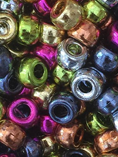 50 mixed colours FOIL METALLIC 6 x 8 mm multi Pony Beads Craft Plastic beads for loom bands DIY hair jewelry