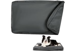 DUJUIKE - Funda Impermeable para Cama de Perro, Funda de Repuesto para Jaula, Funda de Repuesto para Almohadilla, Lavable, extraíble, con Cremallera, Protector de colchón (Negro,M(92 x 59 x 10cm))