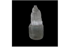 ROCKING GIFTS Petit monolithe de sélénite Blanc Naturel, Cascade de cathédrale de Gratte-Ciel Eisberg Torre avec Base d'env. 10 cm de Haut, Origine Maroc, Cristal et minéraux