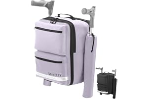 Staveley Mobility Scooter Crutch Bag | XL Expandable Shopping Bag for Electric Mobility Scooter Wheelchair & Boot Scooters | 2 Crutch Holders Bag for Mobility Aid Mobility Scooter Accessories Purple