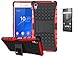 Produktbild Sony Xperia Z5(2015) Hülle mit Panzerglas,TPU+PC Ultra Slim Silikon Tough Rugged Dual-Layer Hardcase with Built-in Kickstand Thin Stand Case,Wasserdicht Shockproof Anti Slip Stoßfest Protection Tasche Schutzhüllen für Sony Xperia Z5(2015) 5.2Zoll-[rote]+Panzerglas/Schutzfolie/Displayschutzfolie