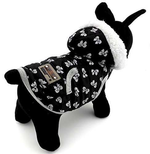 Preisvergleich Produktbild Pegasus Haustierkleidung für Welpen, Kätzchen, kleine Hunde, Winterjacke mit Fleecefutter und Kapuze, Kostüm, Schwarz