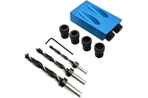 FONGMORE Guides de menuiserie 14 en 1 Outil d'angle de menuiserie Localisateur de trou de poche Kit gabarit de trou 15 degrés Incliné Trou Fixture 6/8/10 mm Forets Chevilles Vis Kit