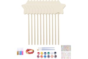 GENERICO BouGPeng 12 Stück Zauberstab Bastelset Kindergeburtstag Holz Stern Zauberstäbe Selber Basteln Geschenk Party DIY Geburtstag Mitgebsel Kinder Prinzessin Fee Feenstab Zauberstab Set für Mädchen