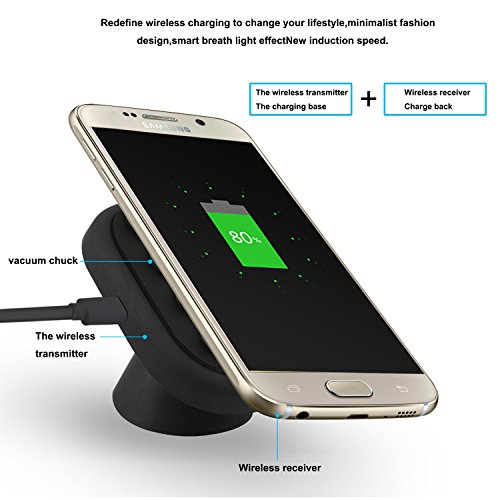 Car Wireless Charger, ZXK CO 2 in 1 Drahtlose KFZ Ladegerät induktive Ladestation und 360°drehbar Auto Handy-Halterung für die Windschutzscheibe und praktischem KFZ Smartphone Qi Ladegerät Kompatibel mit Samsung Galaxy S7/S7 edge/S6 edge+/S6 edge/S6 /Note5, Google Nexus 7/6/5/4, Nokia Lumina, HTC, SONY Xperia, LG und andere Qi-fähige Geräte - 2