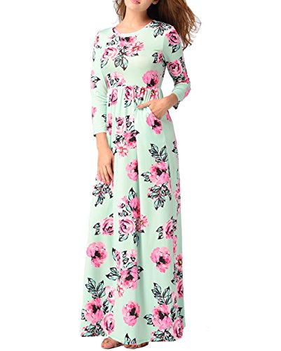 Womens Summer Dresses Vintage Casual Boho Tunic Evening Party Dress High Waist with Pockets