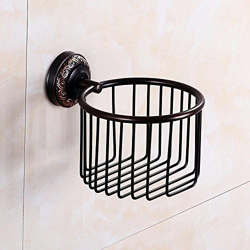 JIXIA Paper Holders-Carved black antique toilet paper holder copper bathroom toilet paper basket net hand paper box