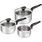 Tefal Primary Stainless Steel 3 pcs Induction Saucepan Set
