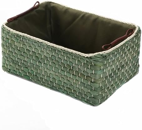 KINGWILLOWBasket Storage, Handmade of Green Maize, (Small, Green)