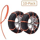 Tire Chains, 10PCS Car Winter Snow Chains, Anti-skid Snow Chains for Cars Emergency Tire Chain with Adjustable Tension Straps for SUV, Car Winter Driving Security Chains