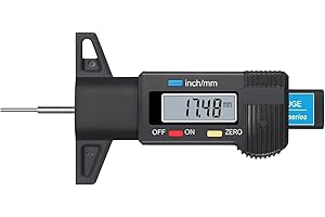 ALLmeter Digital Tyre Tread Depth Gauge Large LCD Display 0-25.4mm/inch 0.01mm Tyre Guage Tire Tread Depth Measuring tool for Motorbike Car Tire Tester