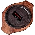 KODENIPR CLUB Brownie/Sizzler Plate with Wooden Plate/Stand (Round Sizzler) (1 Piece, 5" Inch)