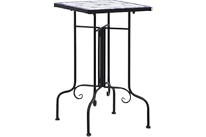vidaXL Mosaic Side Table Plant Tables Flower Desks Balcony Table Bistro Outdoor Garden Patio Furniture Blue and White Ceramic