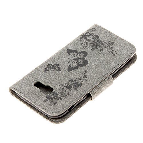 Galaxy A5 2017 Hülle,Samsung Galaxy A5 2017 Blumen Case,JAWSEU Retro Prägung Schmetterling Blumen Muster Kunstleder PU Leder Strap Brieftasche Bookstyle Magnetverschluss Schutzhülle Handytasche Case Cover Etui mit [Ständerfunktion] und [Kartenfächer]für Samsung Galaxy A5 2017+1xSchwarz Glitzer Bling Eingabestift-Grau Schmetterling - 5