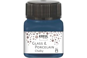 Kreul 16637 - Glass & Porcelain Chalky Navy Blue, 20 ml verre, doux - Peinture mate pour verre et porcelaine à base d'eau, séchage rapide, opaque