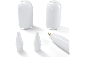 ASKUBSKU Tapa Magnética de Repuesto y Puntas para Apple Pencil 1, Accesorios de Repuesto Tapa para Apple Pencil 1a Generación iPad Pro Puntas para Apple Pencil 2 Generacion, 4 Pack Blanco Versión Actualizada